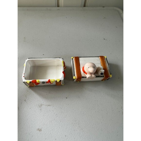 Vintage Ziggy & Fuzz 2 Piece Small Ceramic Jewelry Trinket Treasure Chest Box - Picture 5 of 7